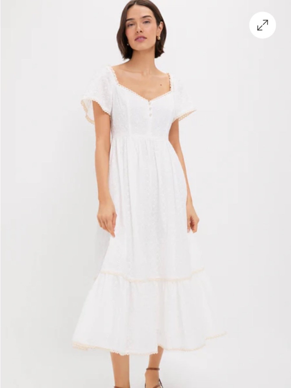 Tuckernuck White Eyelet Maxi Dress with Cream Lace Trim